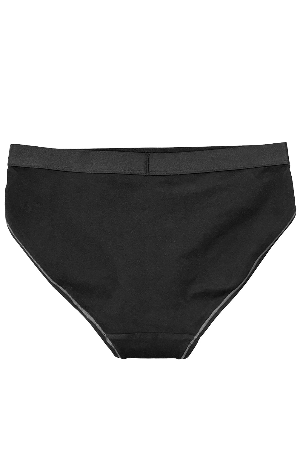 teysha organic cotton mid-rise bikini brief in black, flat lay back view