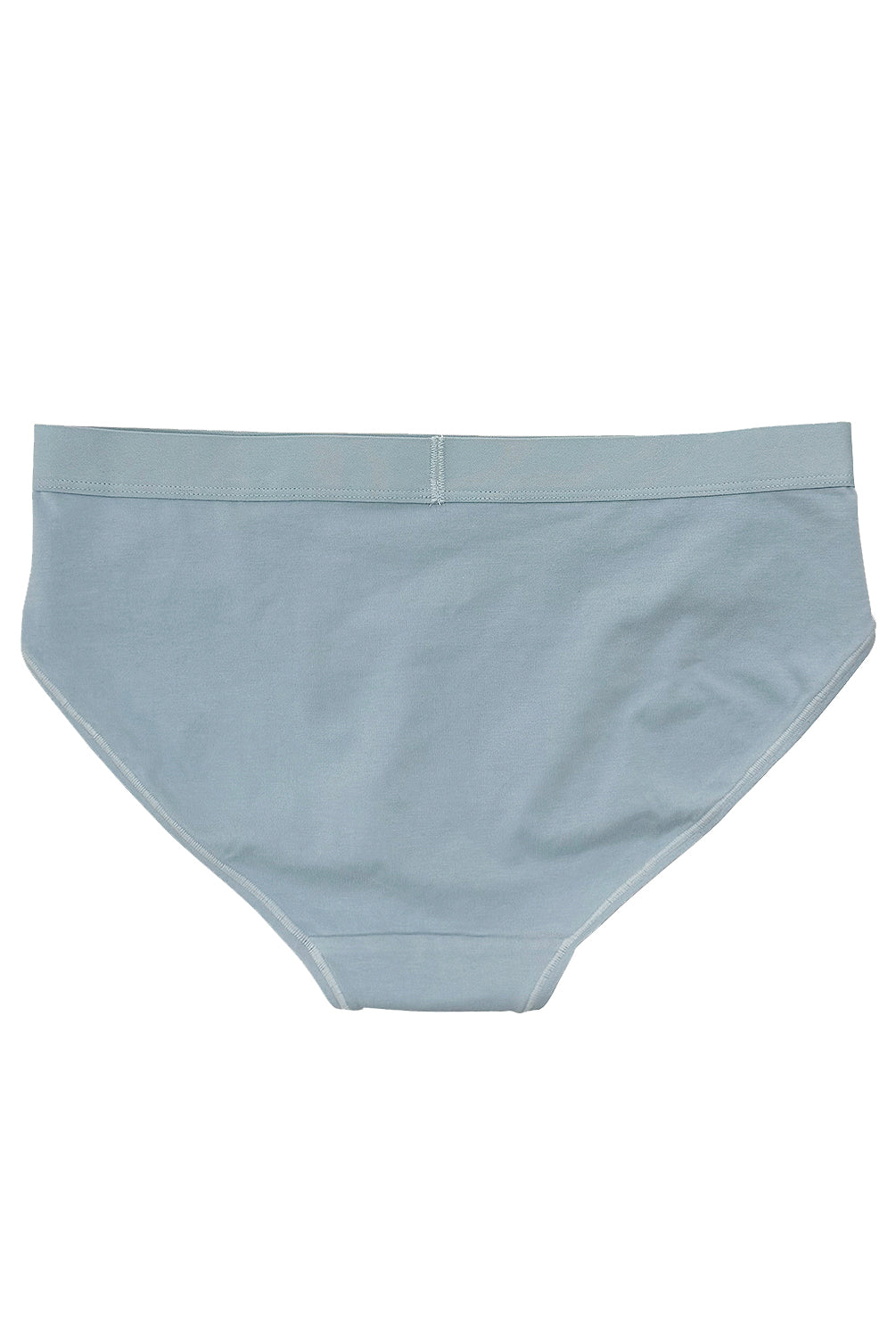 teysha organic cotton mid-rise bikini brief in dusty blue, flat lay back view