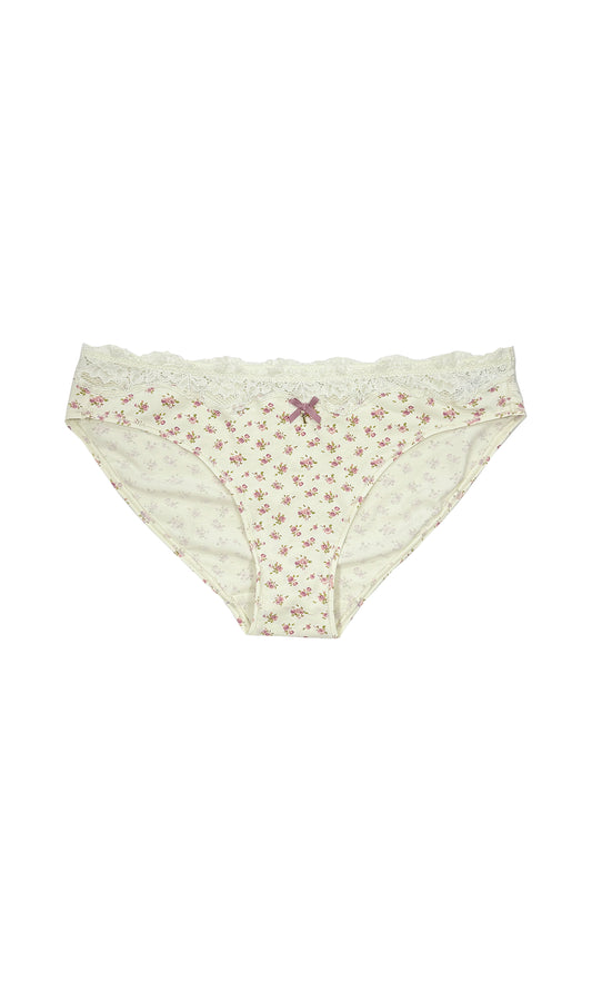 Cotton Bikini Underwear With Lace Vintage Rose