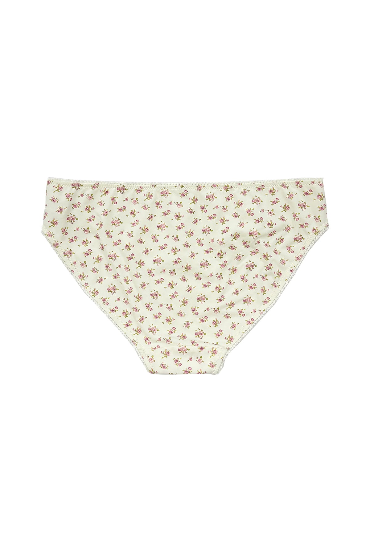 teysha organic cotton high-waist bikini brief in vintage rose floral print, back view