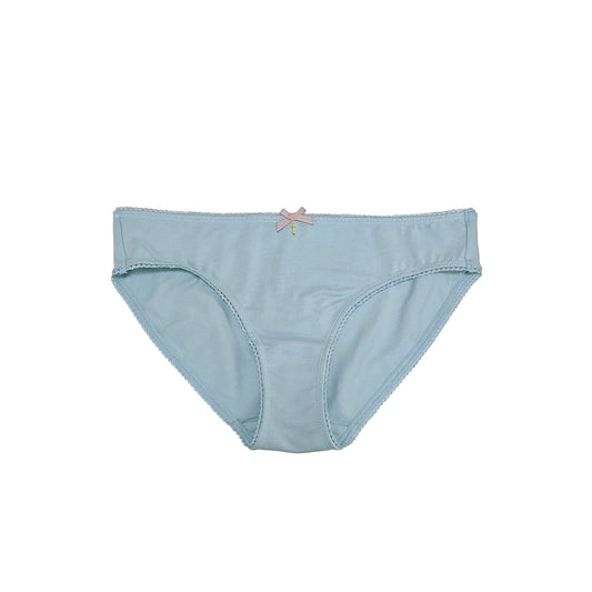 teysha cotton bikini underwear with picot edge in dusty blue