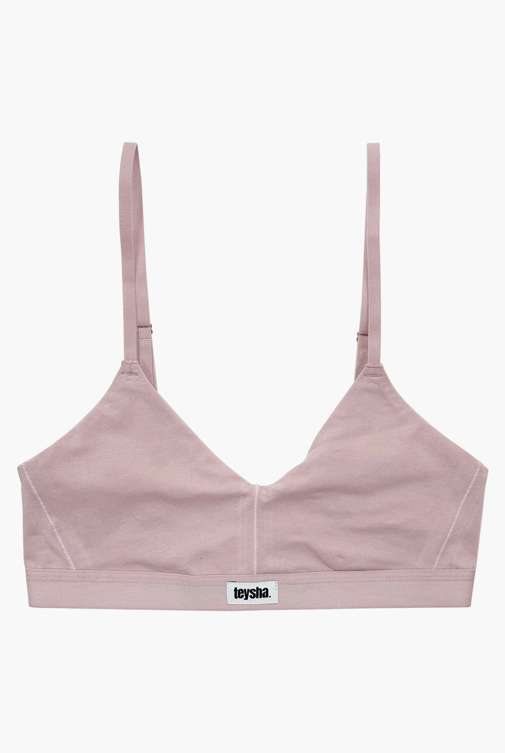teysha organic cotton soft cup training bra in dusty pink, front view