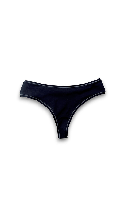 teysha organic cotton thong in navy, flat lay – underwear for teen girls