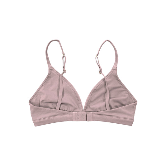 Cotton triangle bra in dusty pink by teysha - back view