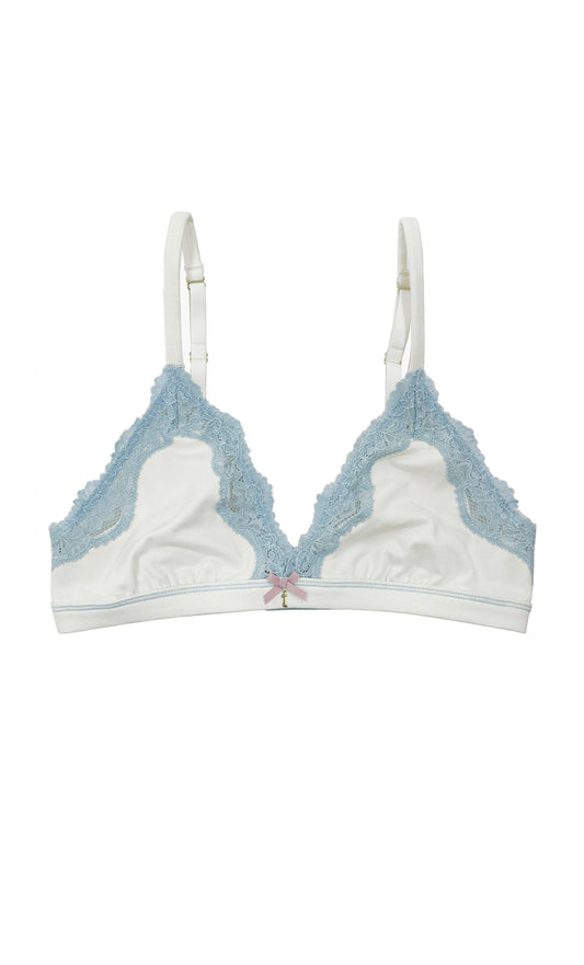 Cotton Triangle Lace Bra Winter Sky
