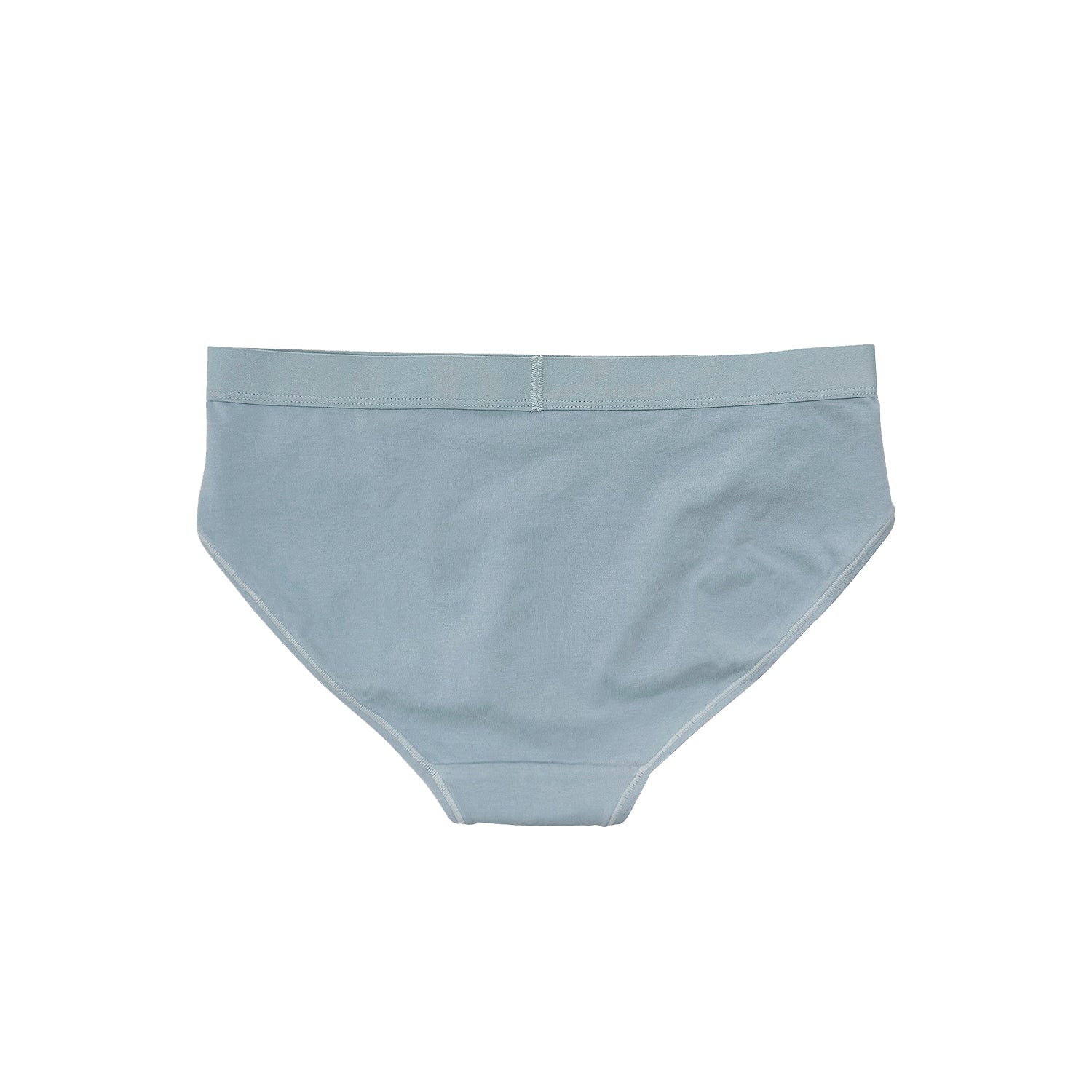 teysha organic cotton mid-rise bikini brief in dusty blue, flat lay back view