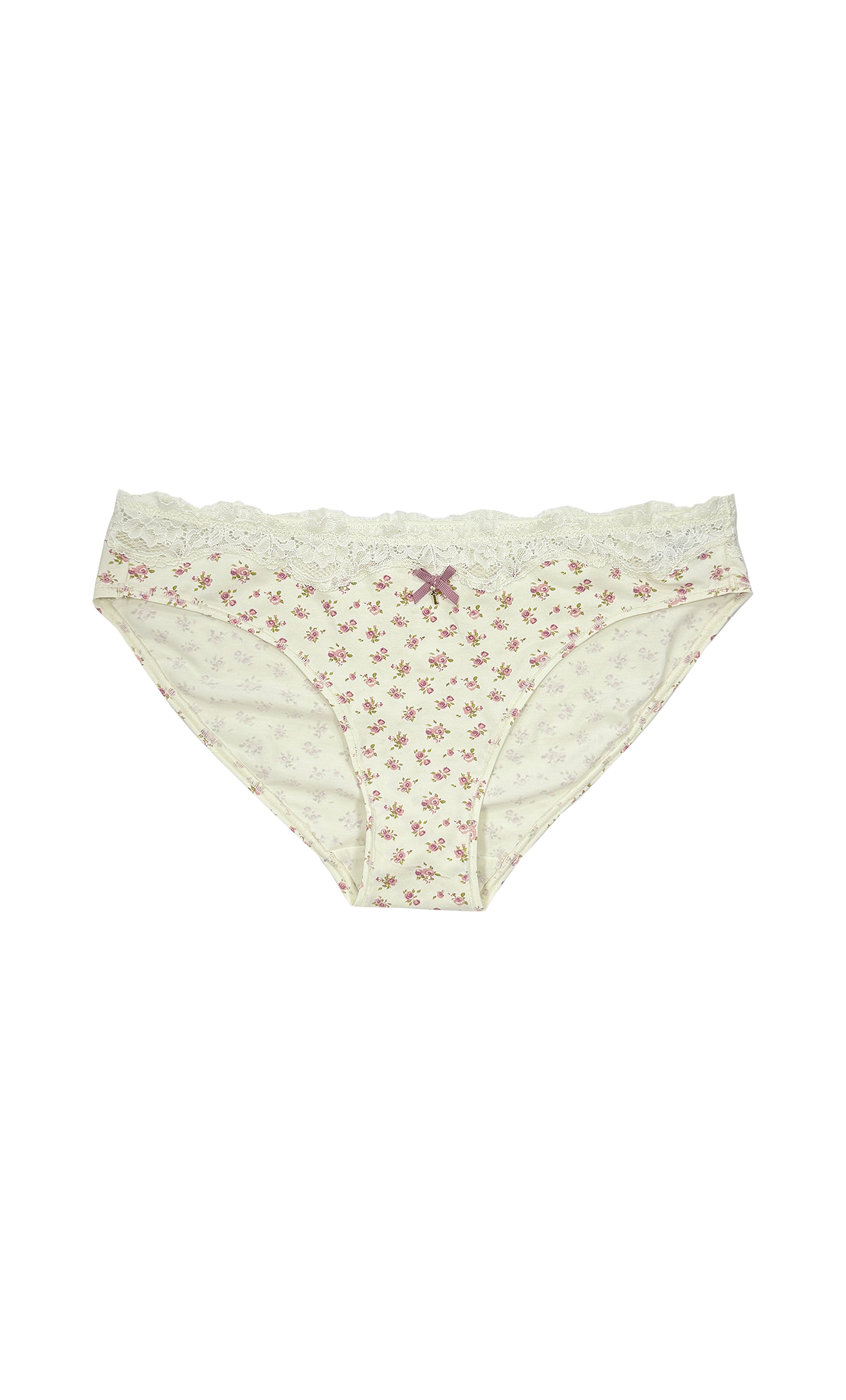 teysha organic cotton lace bikini briefs in vintage rose floral print, front view – for teen girls