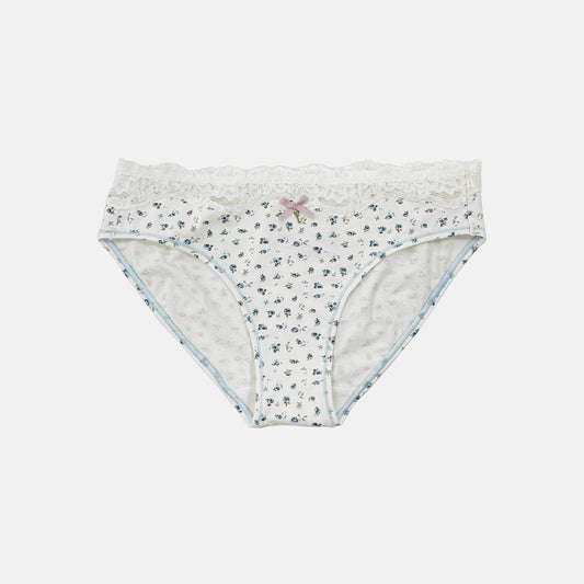 cotton bikini underwear with lace ditsy floral front view