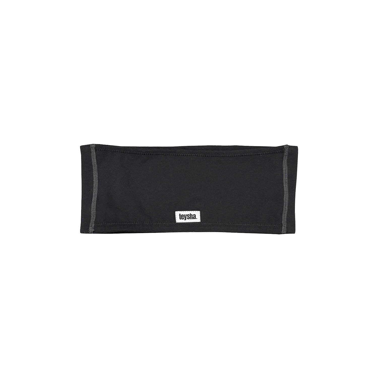 teysha organic cotton bandeau bra in black, flat lay back view