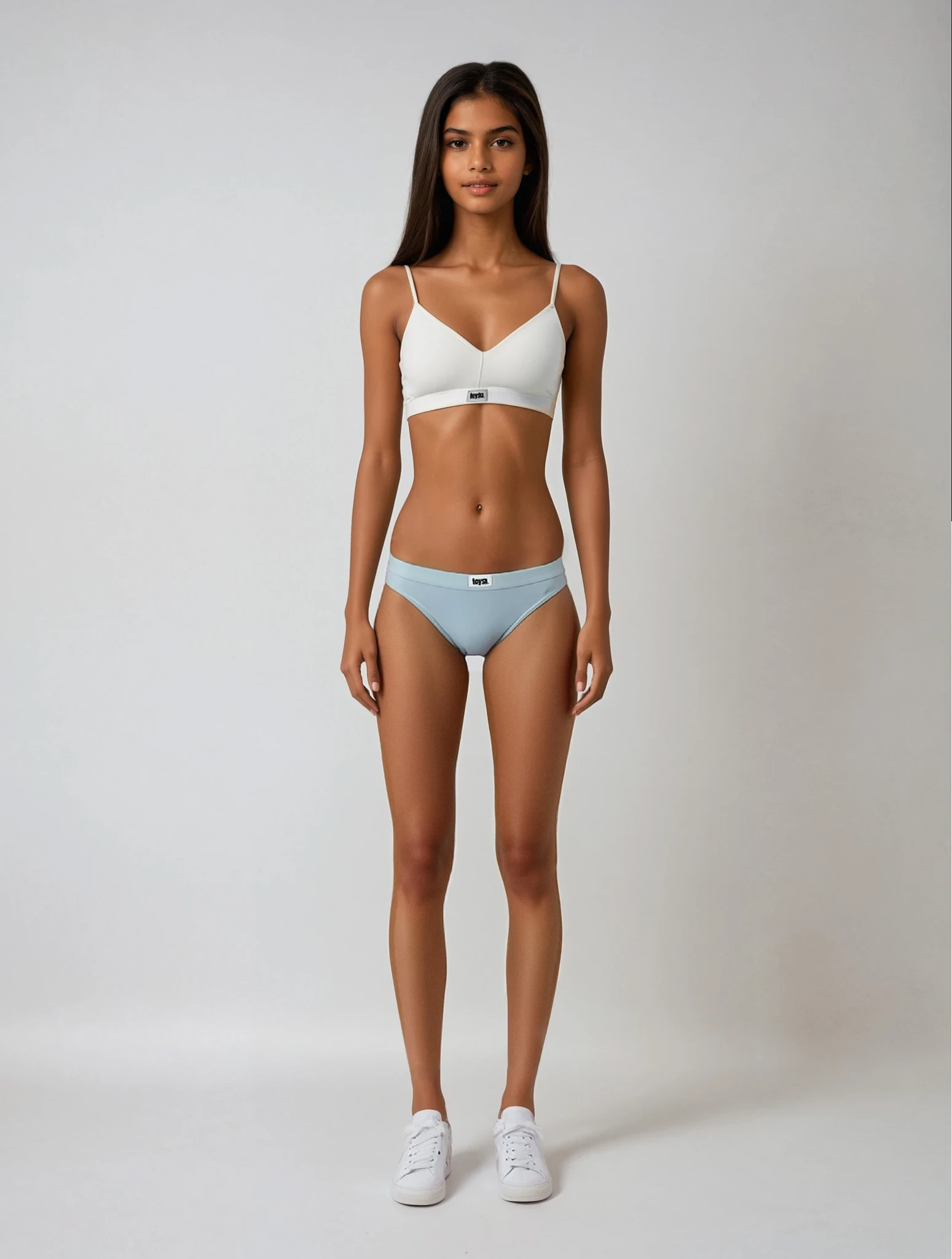 A model wearing cotton hipster underwear in dusty blue colour by teysha