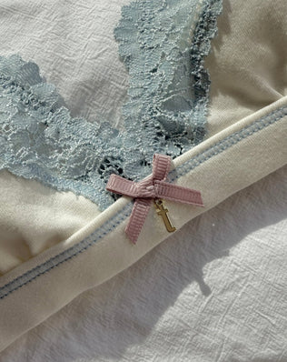 Cotton Triangle Lace Bra in Winter Sky By Teysha