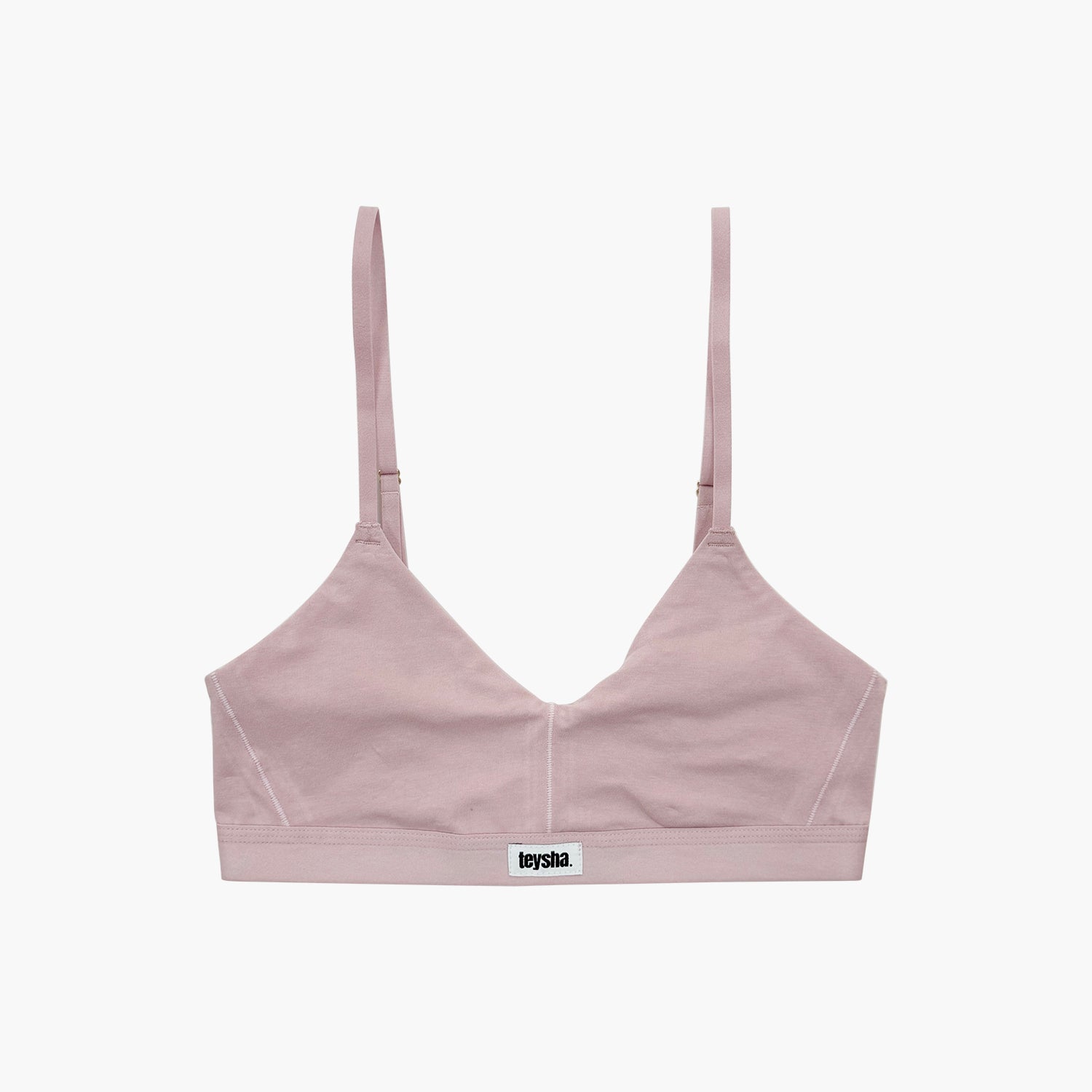 teysha organic cotton soft cup training bra in dusty pink, front view