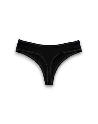 teysha organic cotton thong in black, flat lay