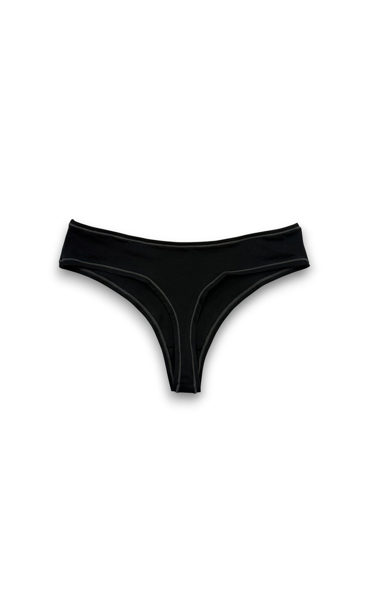 teysha organic cotton thong in black, flat lay