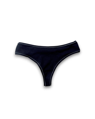 teysha organic cotton thong in navy, flat lay – underwear for teen girls