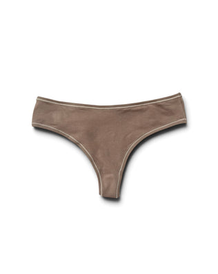 teysha organic cotton thong in natural brown, flat lay