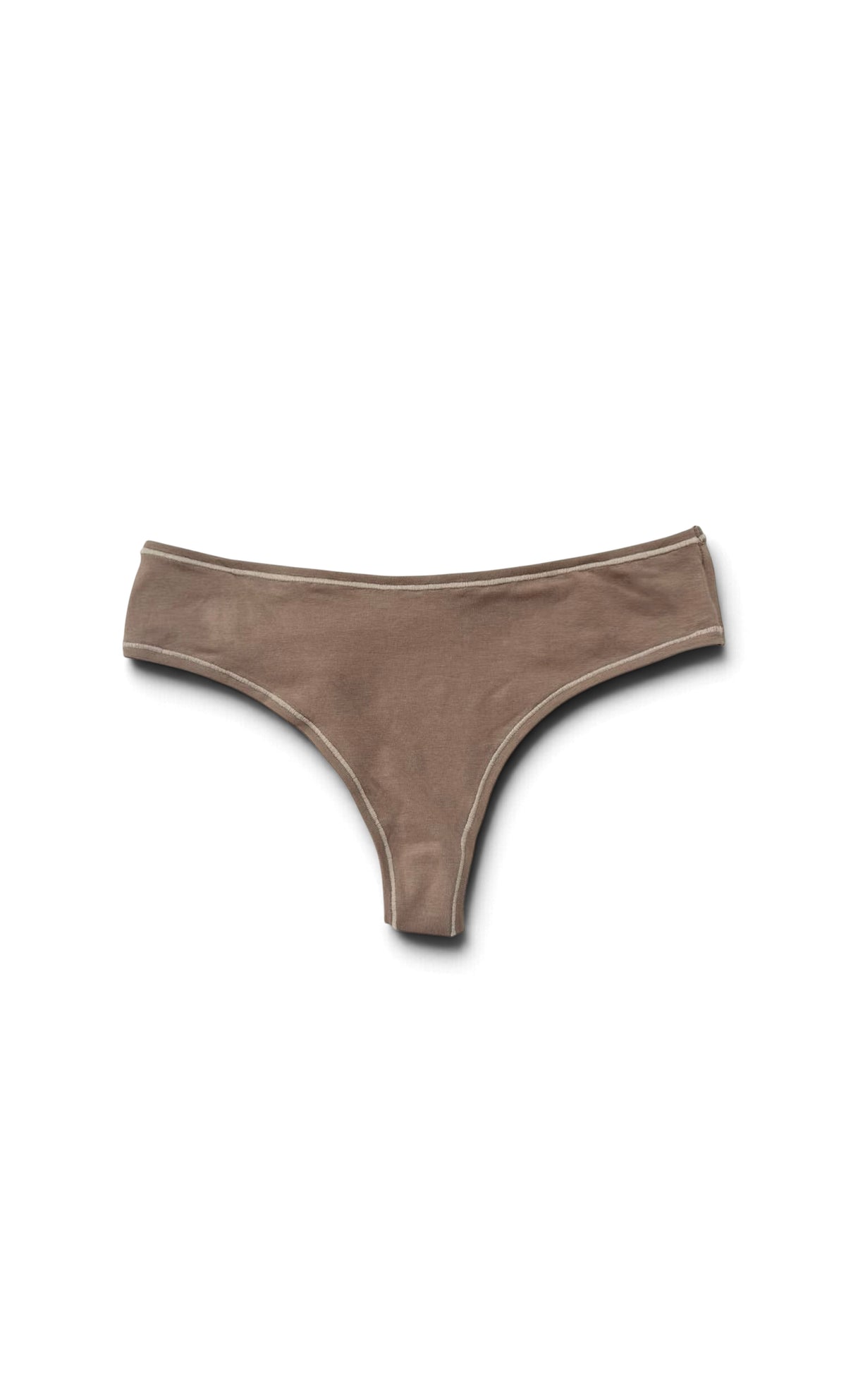 teysha organic cotton thong in natural brown, flat lay