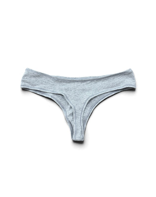 teysha organic cotton thong in light grey, flat lay back view