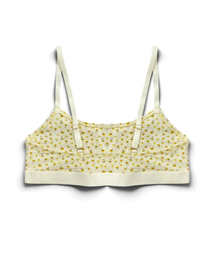 teysha buttercup crop top bra in organic cotton, flat lay back view