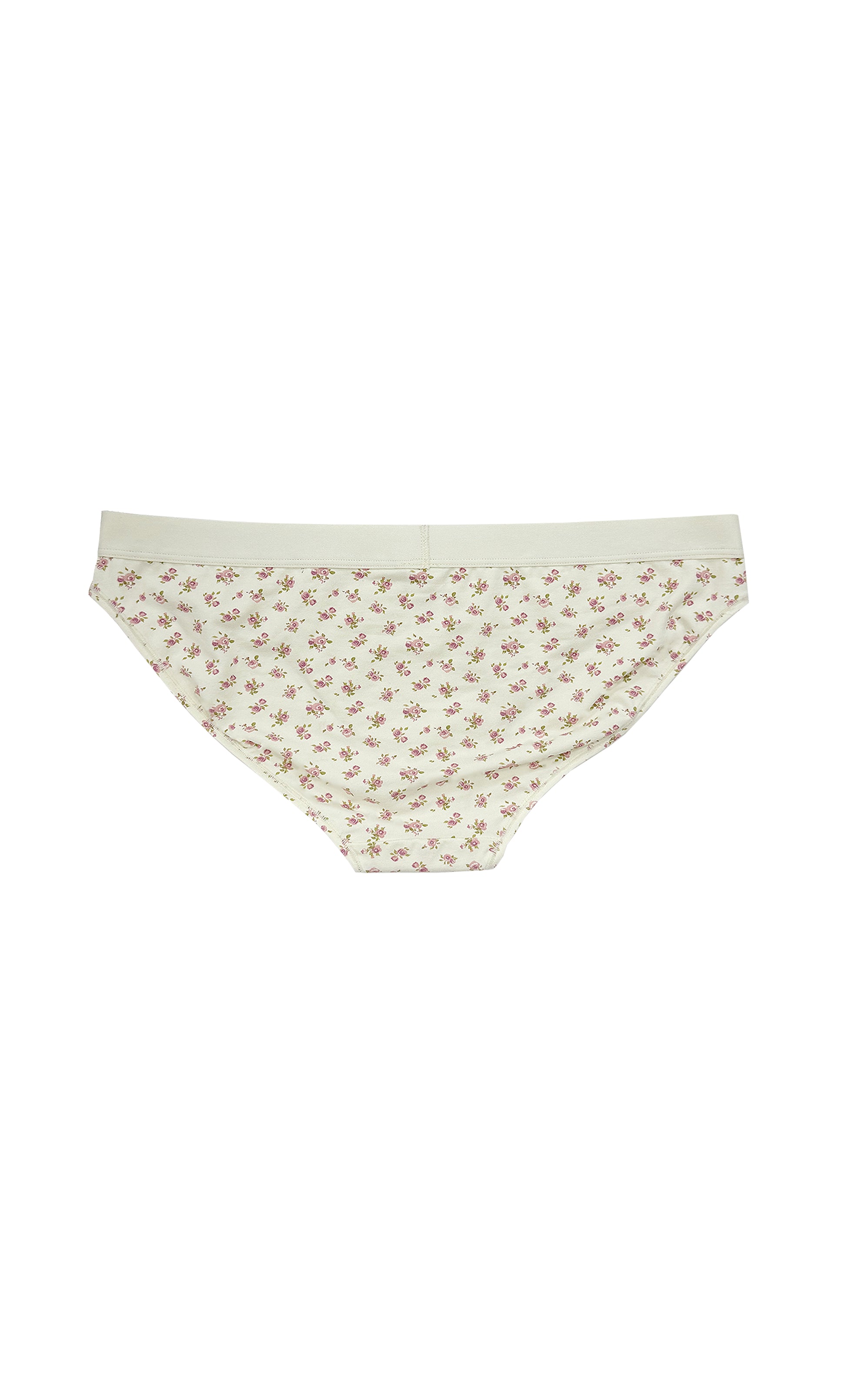 Teysha organic cotton low-rise bikini briefs in vintage rose floral print, back view — GOTS-certified breathable underwear for tween girls