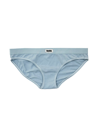 Teysha organic cotton bikini briefs in dusty blue — GOTS-certified soft underwear for tween girls