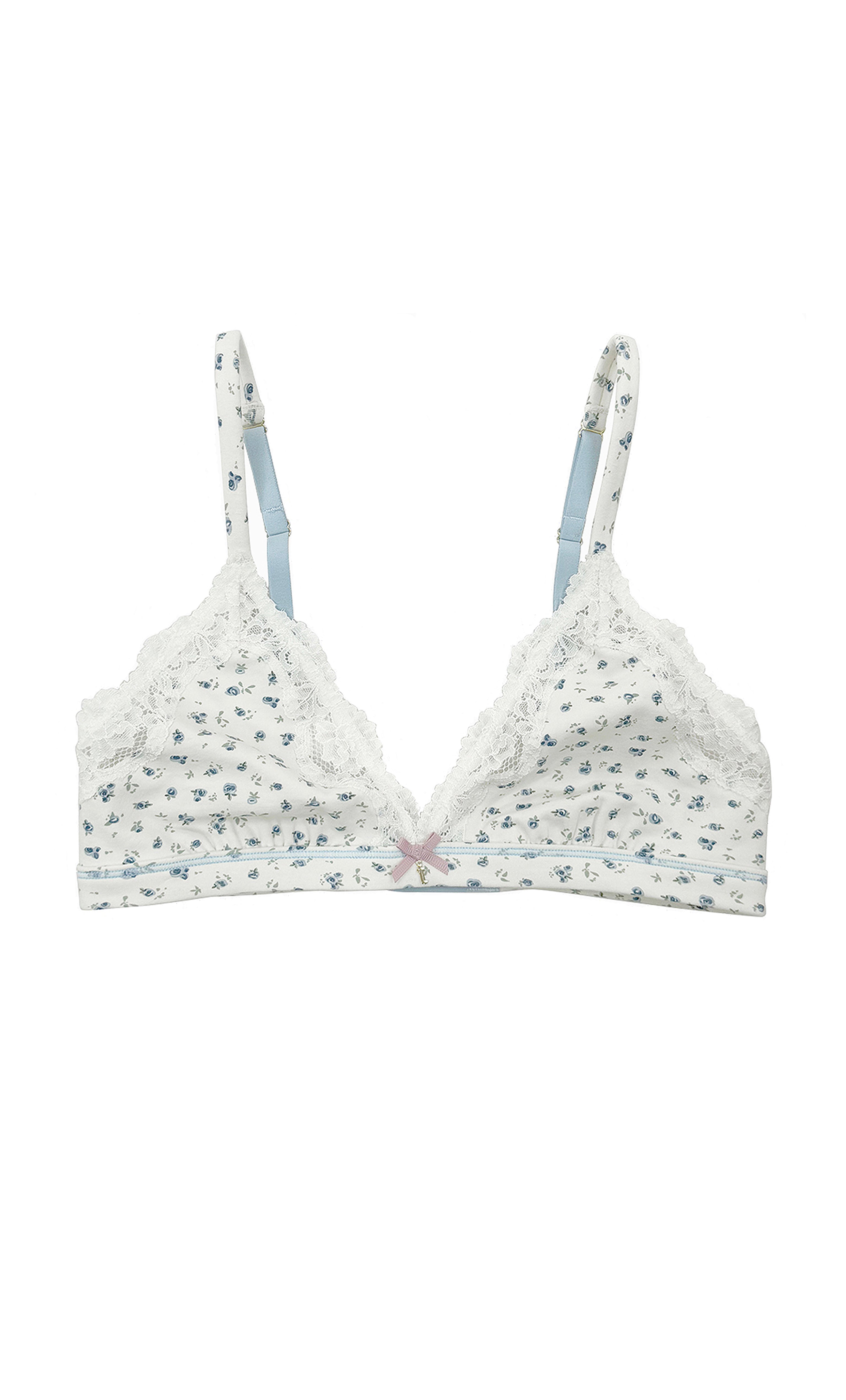 teysha organic cotton triangle lace bra in ditsy floral print, front view – for teen girls