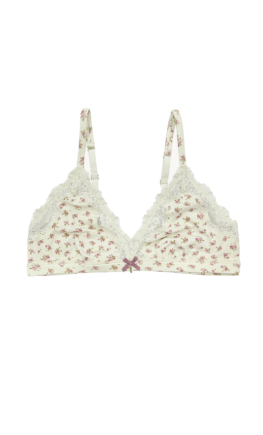Cotton Triangle Lace Bra Vintage Rose