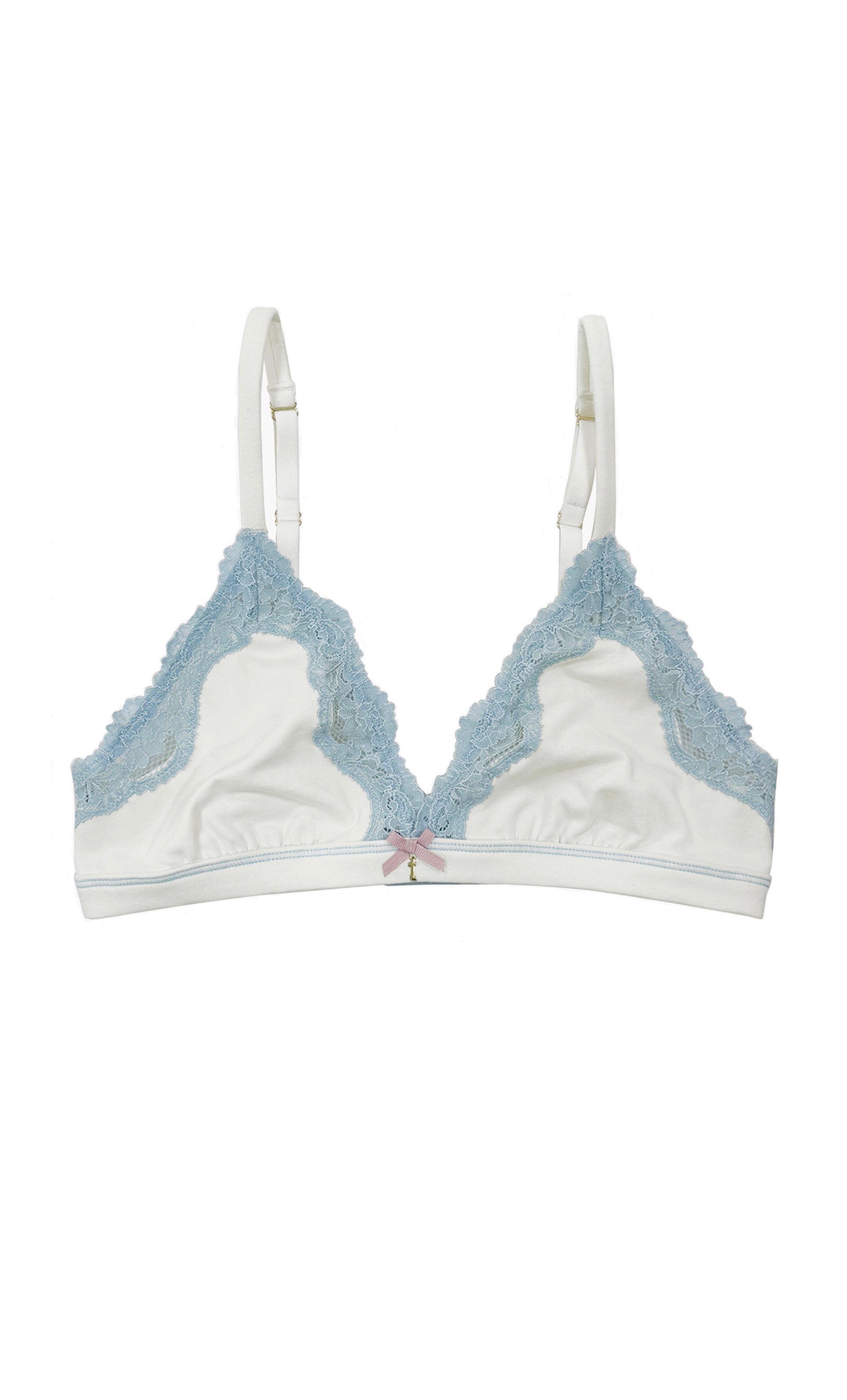 Organic Triangle Lace Bra Winter Sky