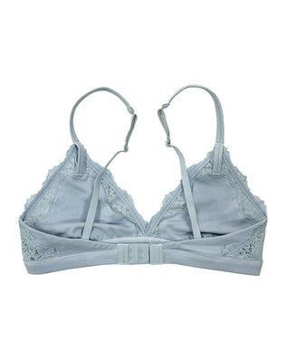 Cotton Triangle Lace Bra in Winter Sky By Teysha - Back View
