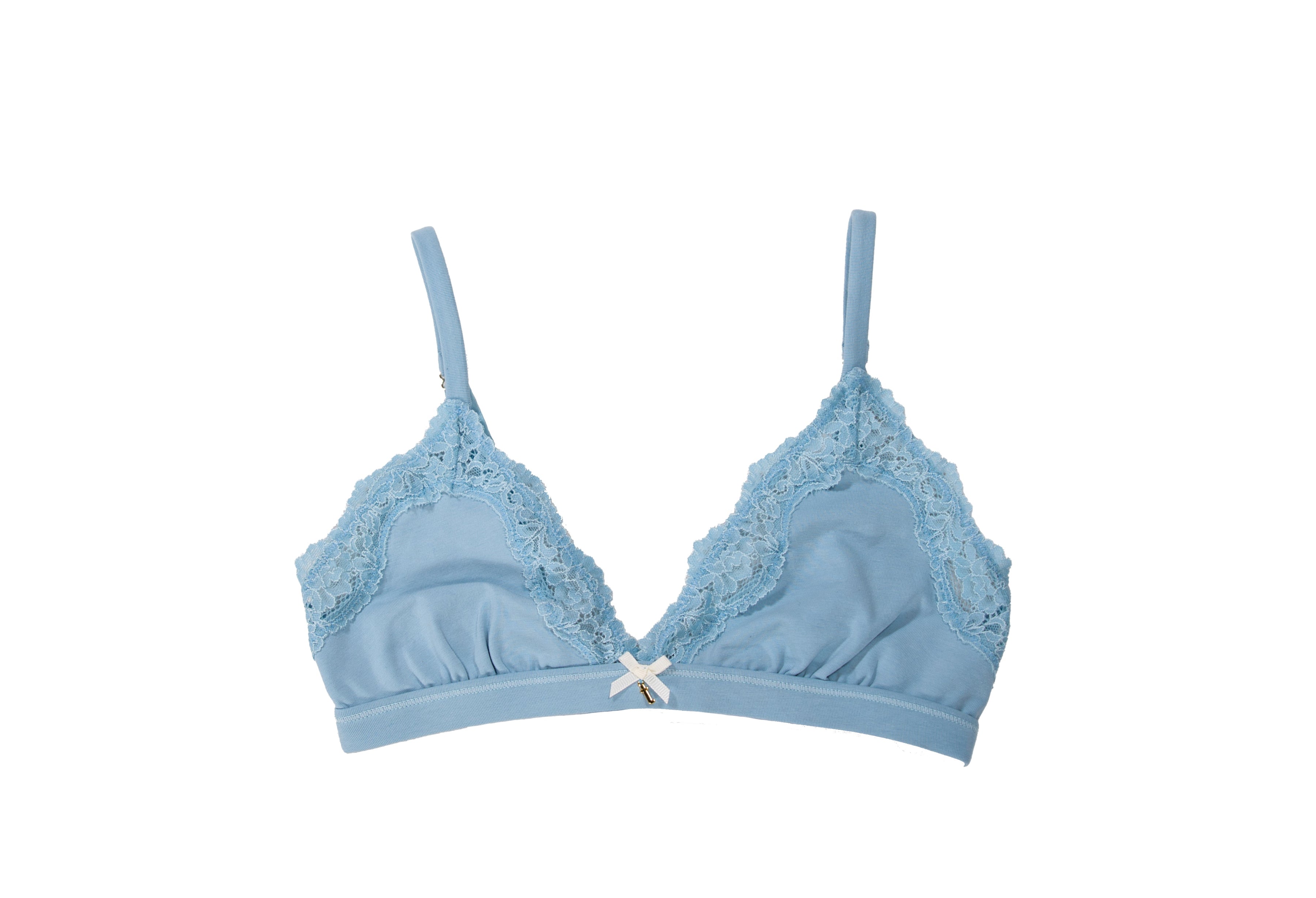 Cotton Triangle Lace Bra in Winter Sky By Teysha