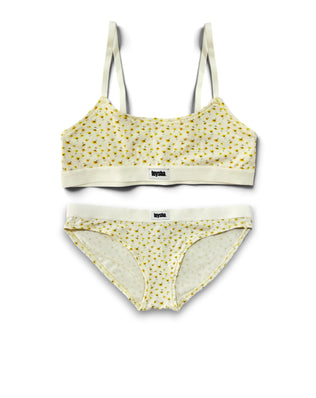 Organic Cotton Crop Top Bra & Underwear Set in Butter Cup