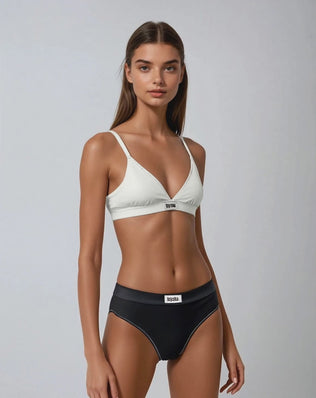 organic cotton bikini underwear and white triangle bra
